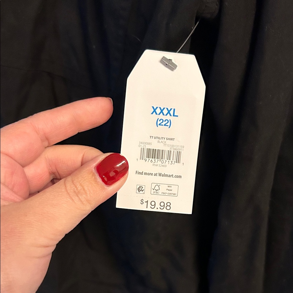 Time and Tru XXL (22) New with tags black button up - Picture 2 of 5